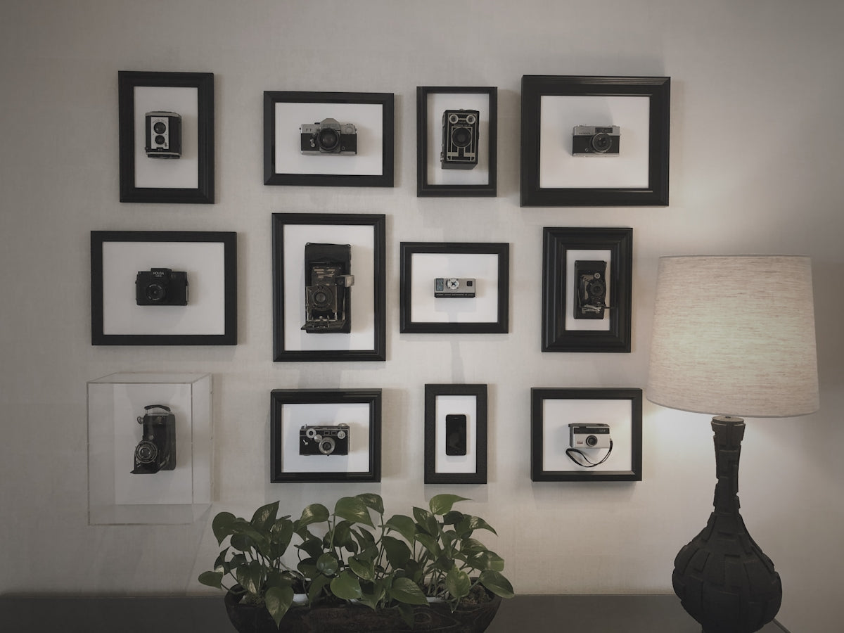 a room with art on the wall