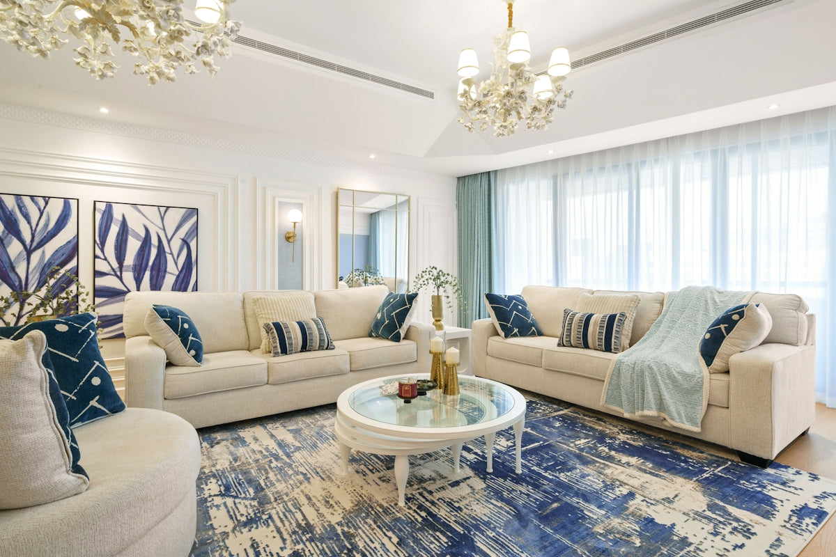 A bright and elegant living room.