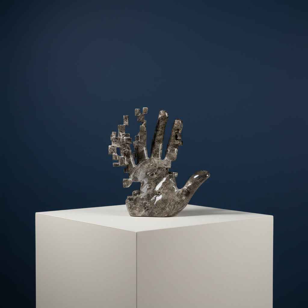 Brown Marbled Pixels Hand