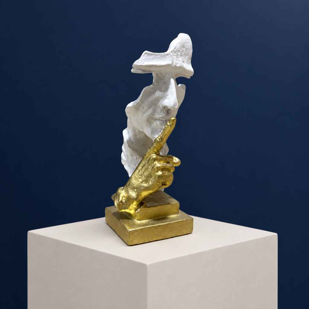 White and Gold Hush Face Sculpture