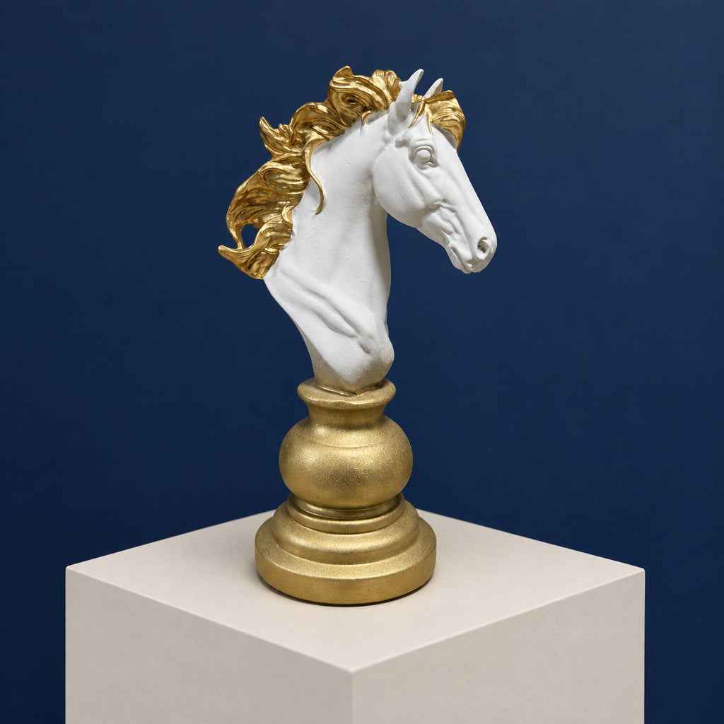 White and Gold Knight Chess