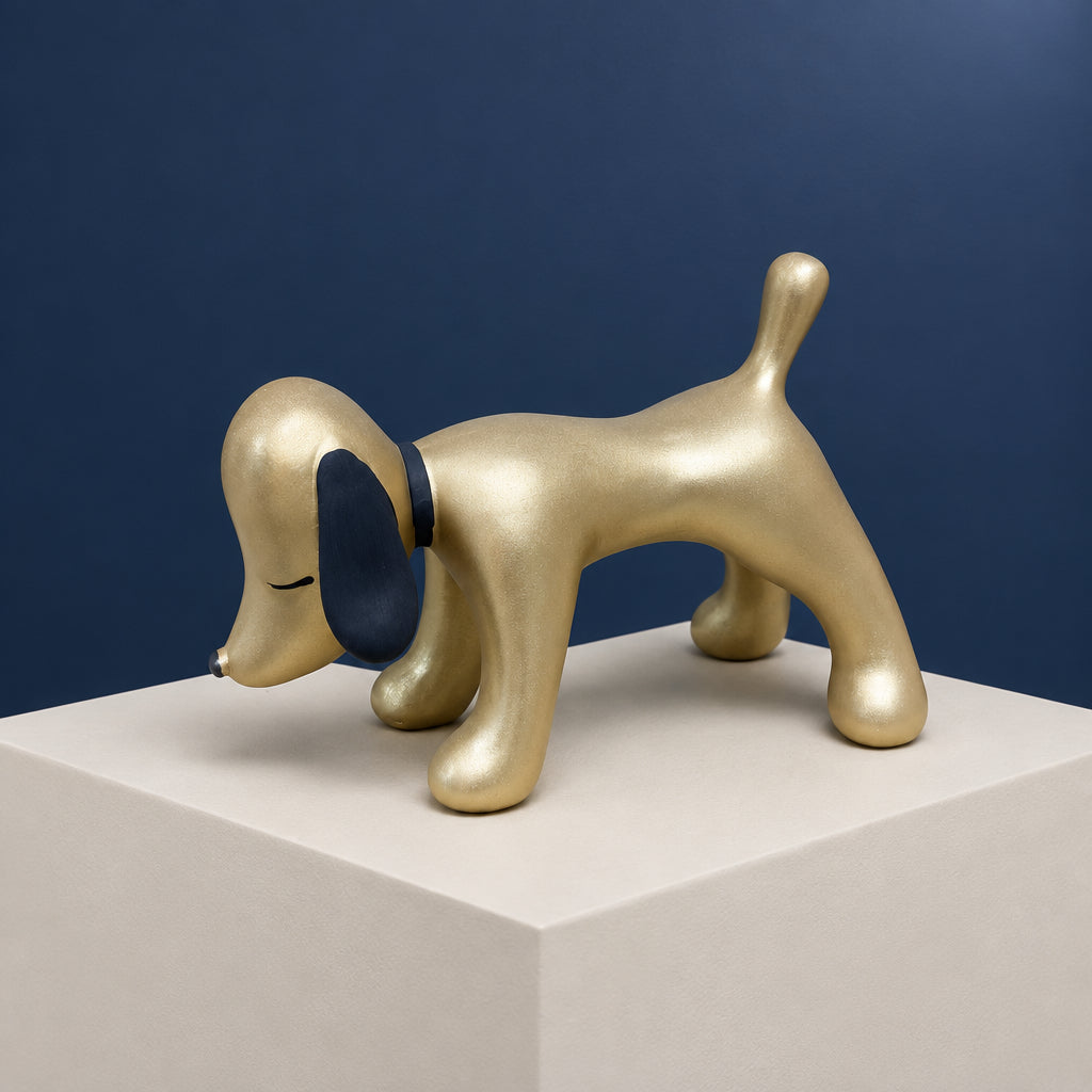 Gold and Black Dog Sculpture